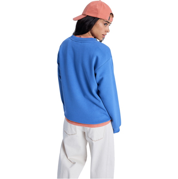 2026 Roxy Femmes Surf Stoked Crew Sweat-shirt Brossé Vint ERJFT05061 - Dutch Blue